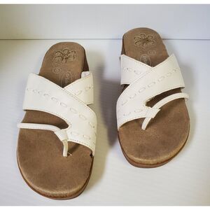 Dr. Scholl's White Leather Delia Thong Style Sandals Women's Size 6